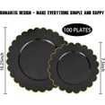thumbnail image 2 of 100pcs Black and Gold Plastic Dinnerware Set - Scalloped Disposable Plates Heavy Duty Gold And Black Plastic Plates Service for 50 Guests,Perfect for Party Birthday Wedding Festival, 2 of 9