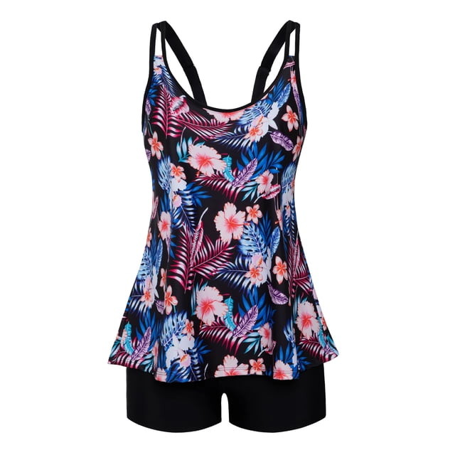 Traje de baño Arolina talla grande 20W para mujeres mayores de 50 años, 2 piezas, negro