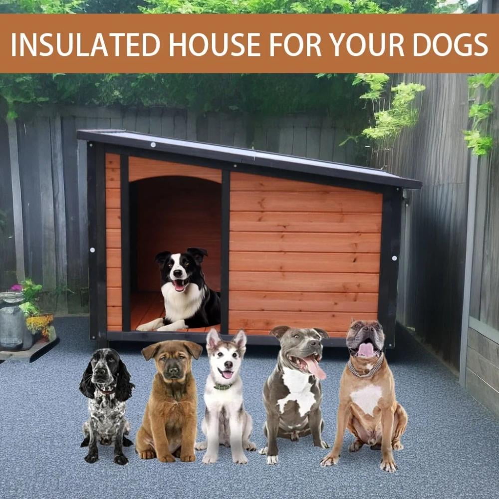 MIDOQIN Dog House Outdoor Indoor, Wooden Dog Kennel with Winter Raised Feet Puppy Shelter