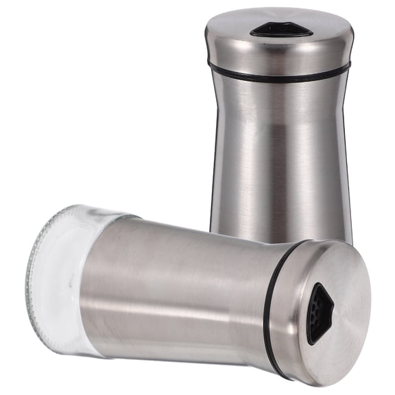 Pretyzoom 2Pcs Refillable Spice Dispenser Stainless Steel Pepper Shaker Silver Easy Refill