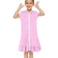 thumbnail image 2 of XXWXYD Girls Hooded Terr𝗒 Cover Up Swimsuit Zipper Swim Dress Short Sleeve Ruffl𝖾 Beach Pool Summer Quick Dry Bathing Suit Swimwear, 2 of 5