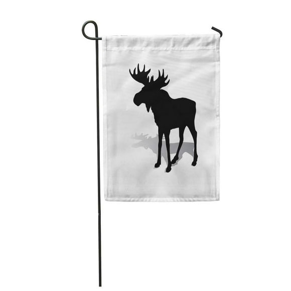 POGLIP Moose Silhouette of Elk with Beautiful Horns Herbivore on White Alaska Ancient Garden Flag Decorative Flag House Banner 12x18 inch