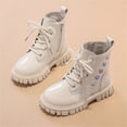 thumbnail image 3 of WAVSUF Kids Girls Platform Boots Soft Sole Anti Slip Side Zipper Winter Warm Chunky Boots Beige 2.5 Big Kids, 3 of 6