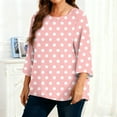 thumbnail image 5 of Womens Plus Size T-Shirts Crew Neck 3/4 Sleeve Shirt Fashion Polka Dots Tops Dressy Casual Pleated Blouses Spring Summer 2026, 5 of 6