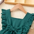thumbnail image 4 of Splozh Kids Summer Outfits Girls Jumpsuit Wide Leg Loose Ruffle Sleeve Crew Neck Rompers with Pockets Casual Fashion Green,5-6 Years, 4 of 9