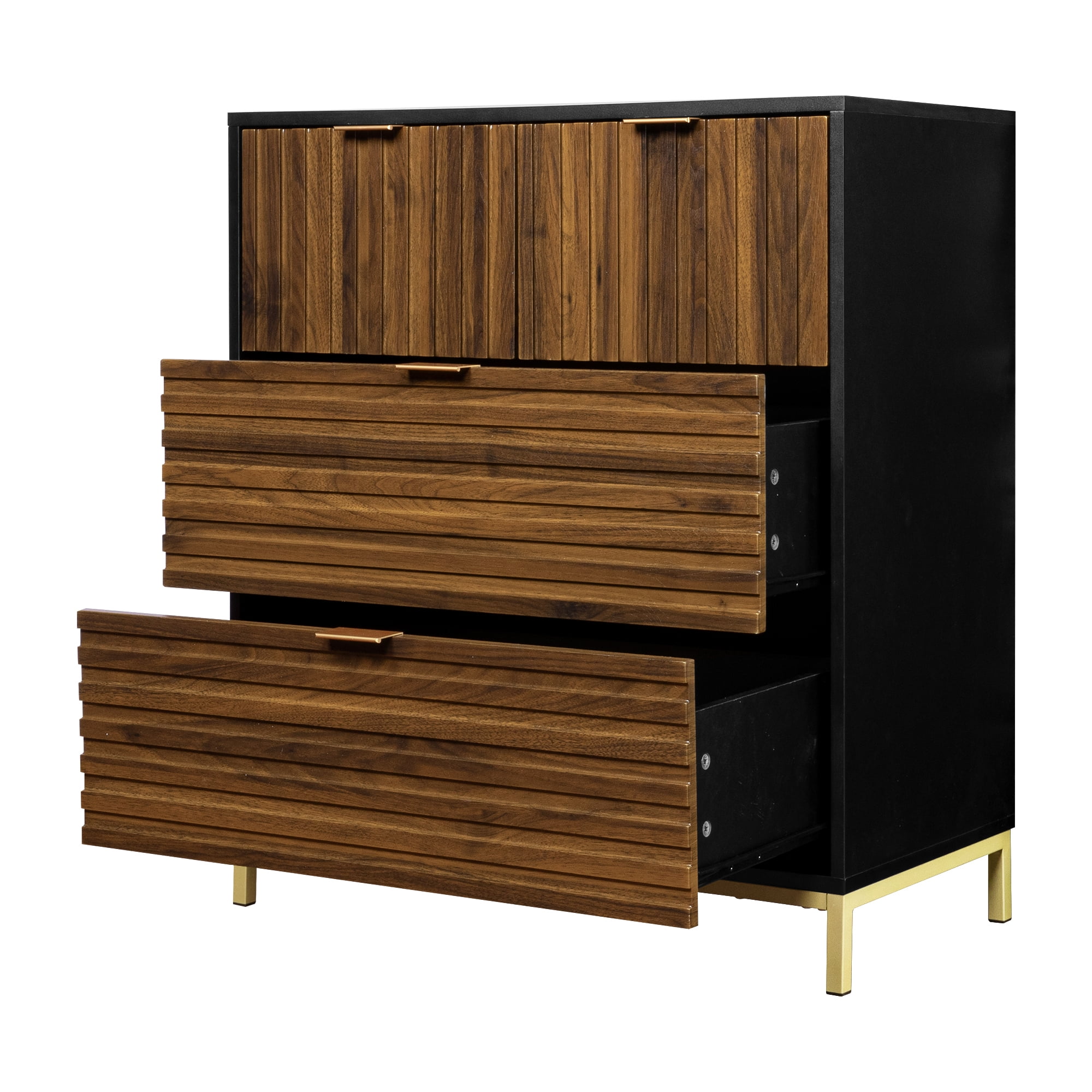 Kadyn Modern Drawer Dresser, Mid Century Chest of Drawers, 4 Drawer Chest Tower Storage Nursery Bedroom Dresser Organizer, Rustic Brown