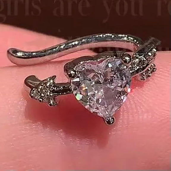 K-KED Minimalist Butterfly Crystal Silver Non-piercing Ear Bone Clips FashionEarring-Heart