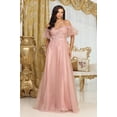 thumbnail image 2 of Women's May Queen MQ2033 Sweetheart Puffed Sleeves Gala Long Gown Fuchsia Pink 6, 2 of 9