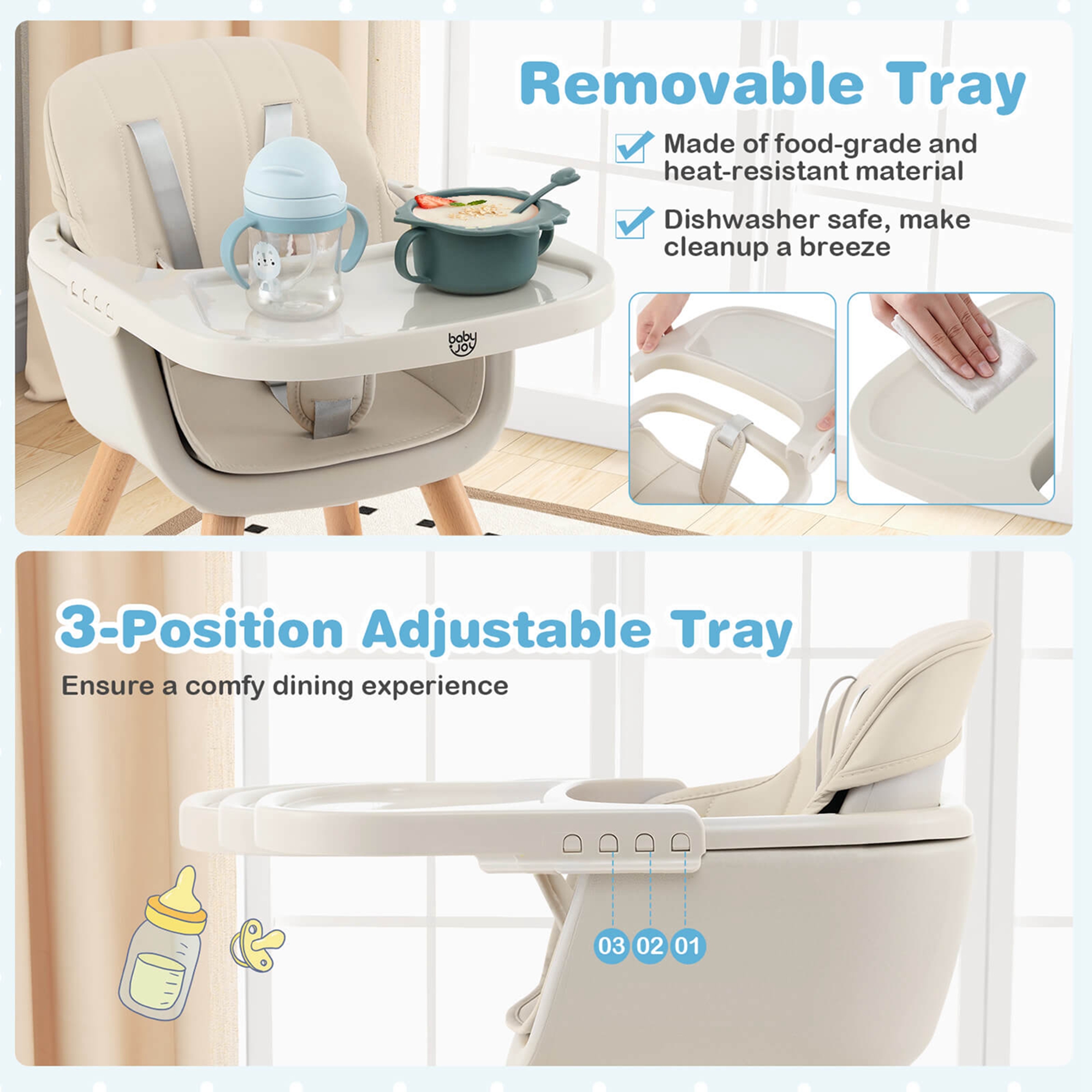 Costway 3-in-1 Convertible Wooden High Chair photo 6