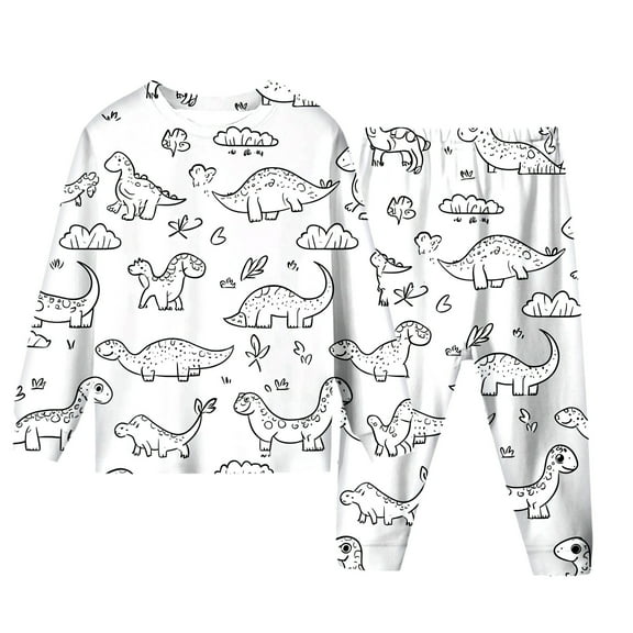 TOOYOU Color Your Own Pajamas For Boys Girls Soft 2-Piece Pajama For Boy And Girl Coloring Pajamas For Kids With Markers Trendy Soft Pjs Set For Toddler White Size 8-9 Years