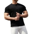 thumbnail image 3 of Enridrech Mens Crew Neck Tee Top Fashion Solid Color Tees with Button Casual Stylish Short Sleeve Tshirt for Men, 3 of 5
