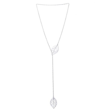 

Women Simple Necklaces Metal Alloy Double Leaf Pendant Charming Choker Chain New