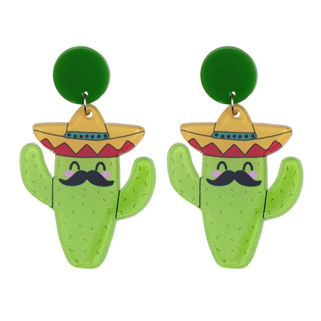 Aretes colgantes coloridos Yashi Forma de cactus sombrero de poni botella de vino