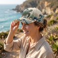 thumbnail image 4 of 3D Ocean Creatures Embroidery Cap, Adjustable Cotton Baseball Cap, Raised Embroidered Sea Animal Hat for Beach Travel,One Size, 4 of 5