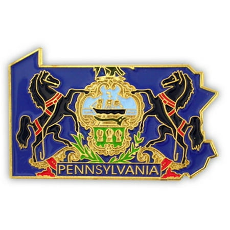 State Flag Lapel Pins - PinMart's State Shape of Pennsylvania and Pennsylvania Flag Lapel Pin