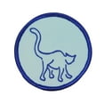 thumbnail image 1 of Blue Cat Silhouette Badge Patch Feline Pet Animal Embroidered Iron On Applique, 1 of 2