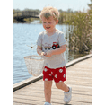 thumbnail image 4 of BemeyourBBs 2Pcs Toddler Baby Boy Summer Clothes Infant Baby Boys Baseball Outfits Waffle Knit Short Sleeve Baseball in Tractor Embroidery T-Shirt Shorts Set, 4 of 9