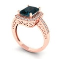 thumbnail image 2 of 2.78 ct Emerald Cut Natural London Blue Topaz with Simulated Diamond Halo Accents 18K Rose Gold Womens Engagement Ring, 2 of 5