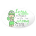 thumbnail image 1 of CafePress - Lyme Disease Combat Girl - Sticker (Oval), 1 of 1