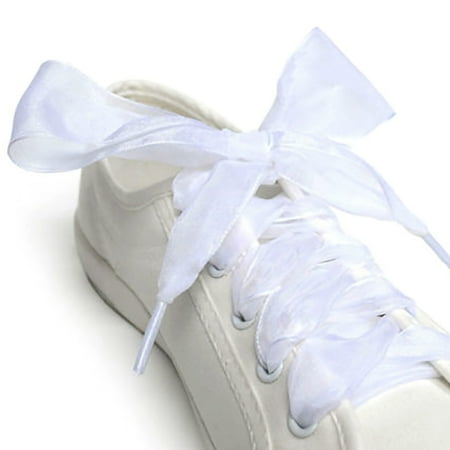 

Sunjoy Tech Shoe Laces for Sneakers Soft Casual Organza Flat Ribbon Shoelaces Flat Satin Ribbon Shoelaces for Women Girls Sneaker Shoestrings 4CM Wide - 5 Pairs