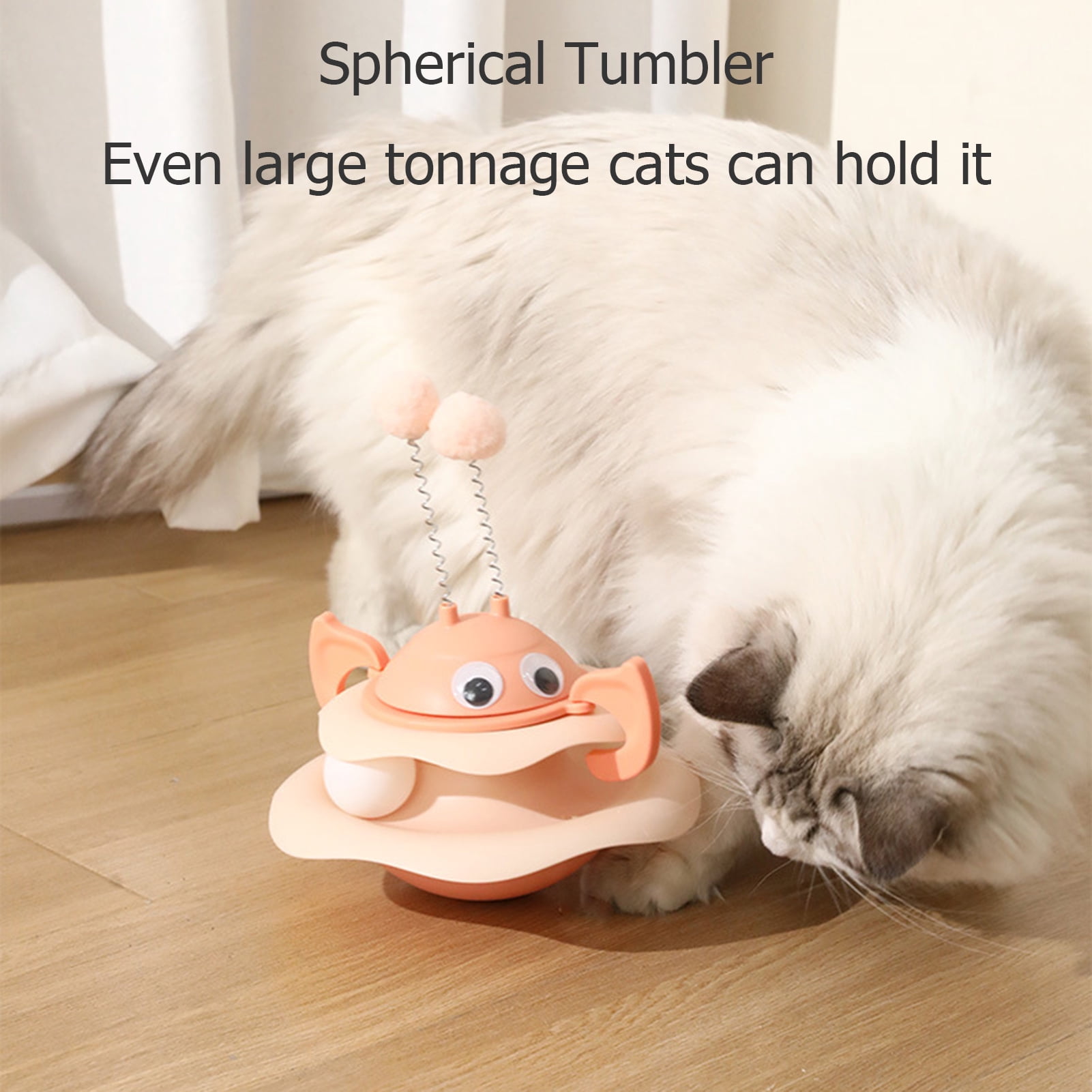 YIFAEUX Cat Ball Track Toy Interactive Bee Shaped Cat Tower with Roller Ball Turntable Tumbler Cat Toy with Spring Pompom Ball for Indoor Cats