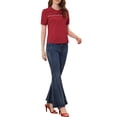 thumbnail image 2 of INSPIRE CHIC Women's Heart Shirt Sweet Peter Pan Collar Puff Short Sleeve Blouse Tops XS Red, 2 of 6