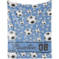 Personalized Soccer Blanket with Name, Custom Name Throw Blankets Soft Football Sports Red Bed Blankets Customized Name Gifts for Kids Teens Adults Toddler Boys Girls Player Teams