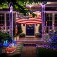 thumbnail image 7 of 2 Pack Red White and Blue Solar Lights, Each 100 LED 33FT Solar Fairy Lights Outdoor Waterproof, 4th of July Solar String Lights for Independence Day Outside Decorations, 7 of 7