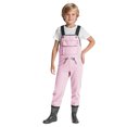 thumbnail image 2 of Wuxian Kids Chest Waders Solid Color Cartoon Print Sleeveless Youth Fishing Waders With Boots Waterproof Boys Girls Breathable Suspender Trousers Lightweight Bootfoot Sets,Pink,8.5-9 Years, 2 of 9