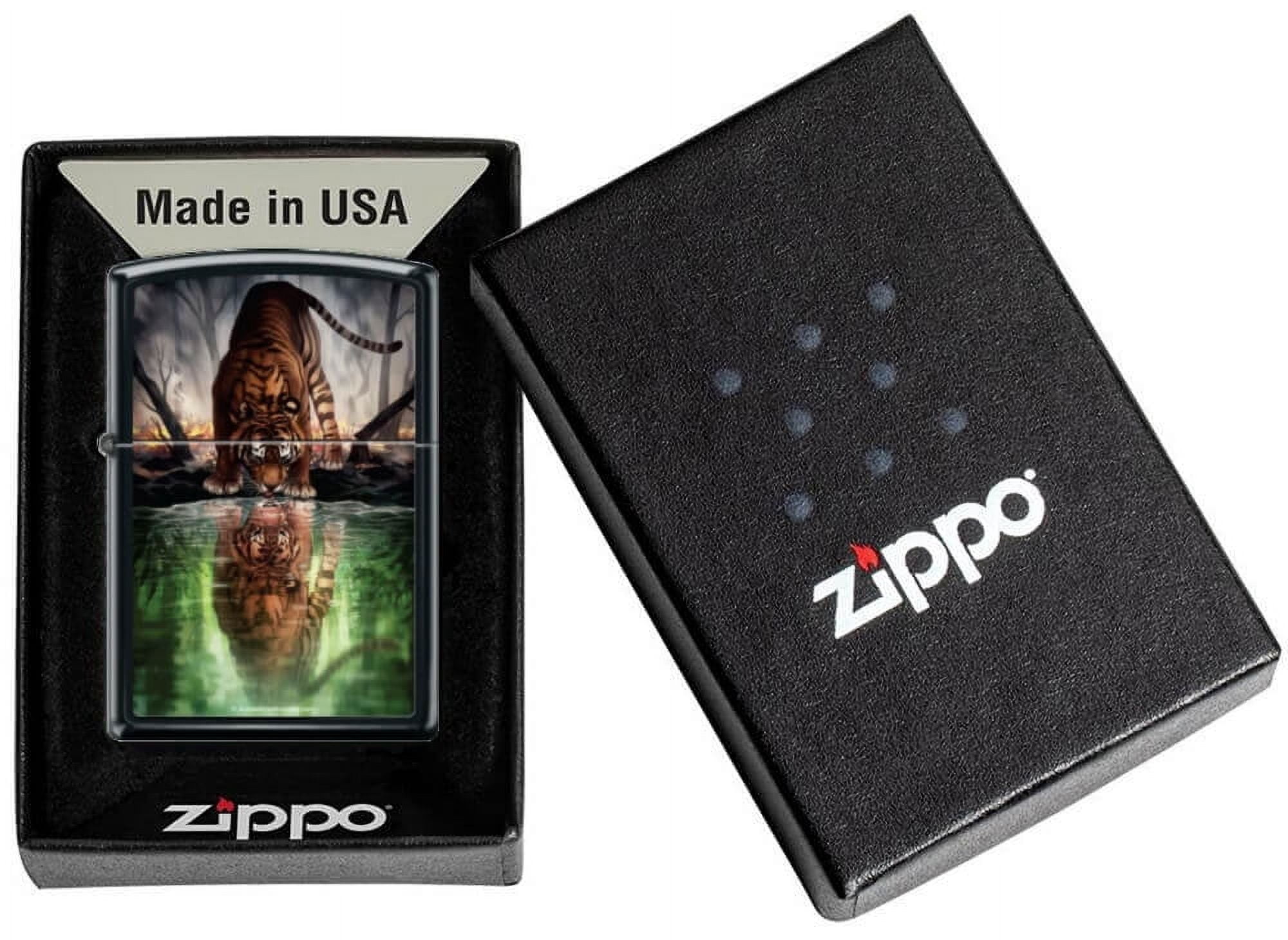 The World I Used to Know Tiger by JoJoe Black Matte Zippo Lighter
