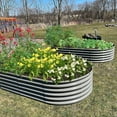 thumbnail image 2 of TRAMULL 6-Pack 4X4X1.5ft & 6X2X1.5ft Deep Root Galvanized Raised Garden Beds Outdoor for Planting Vegetables Flowers Herb, Quartz Grey, 2 of 4