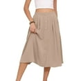 thumbnail image 6 of cocolona Womens Skirts for Women Summer Elastic Waist Button Pleated Flowy Midi Skirts Fashion Casual Loose Beach Vacation Skirts with Pockets Khaki S, 6 of 6