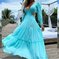 thumbnail image 1 of CEHVOM Robe Longue Ajustée Sans Dos à Encolure en V pour Femmes, 1 of 6