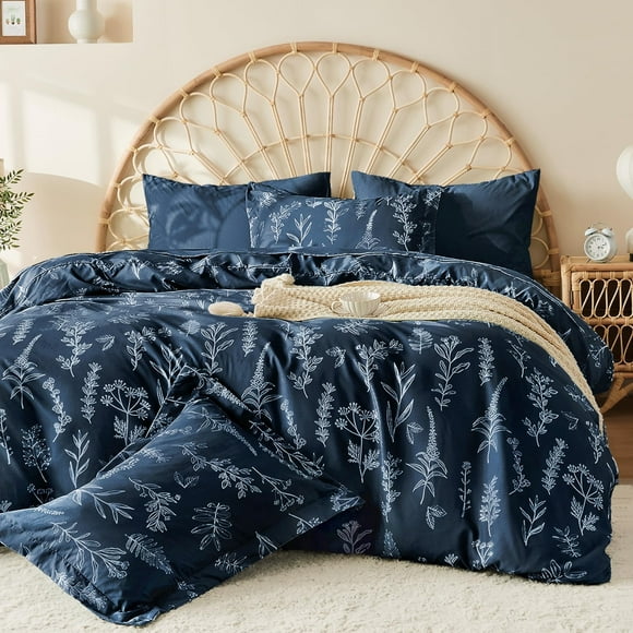 Juego de edredón Bed in a Bag MUXHOMO, tamaño queen, 7 piezas, color azul marino