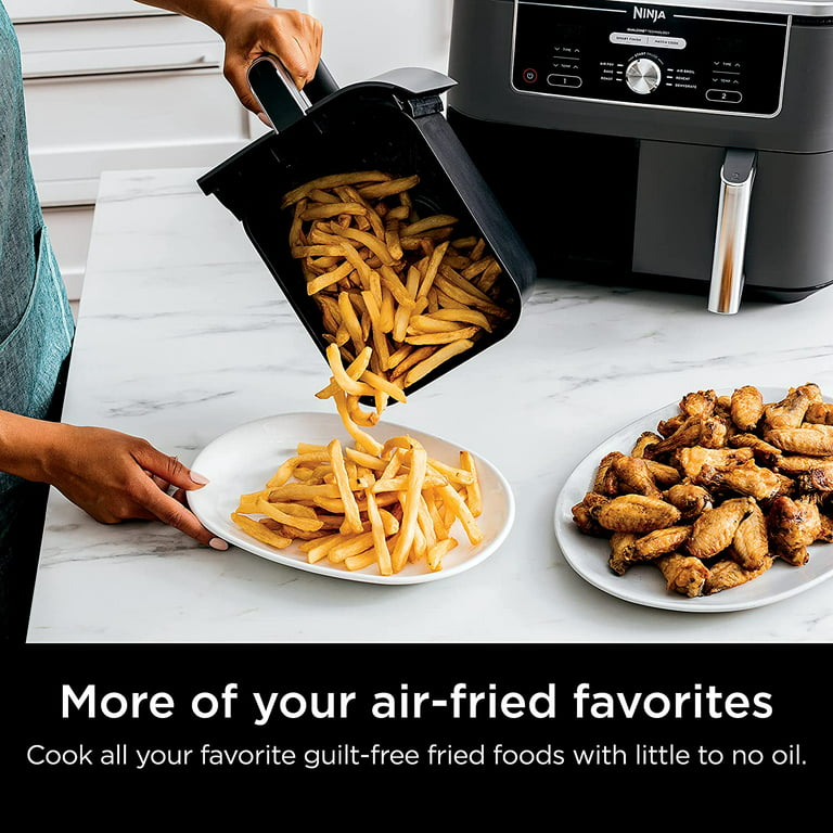 Ninja DZ302 Foodi 10-qt. 6-in-1 DualZone Smart XL Air Fryer with 2  Independent Baskets, Match Cook & Smart Finish to Air Fry, Air Broil,  Roast, Bake, Dehydrate, & Keep Warm, Black 