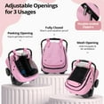 thumbnail image 2 of Baby Car Seat Cover, Caveen Infant Carseat Canopy, Warm Plush Minky Dots Shield Covers, with Breathable Mesh Window, Enlarge Space, Pink, 2 of 7