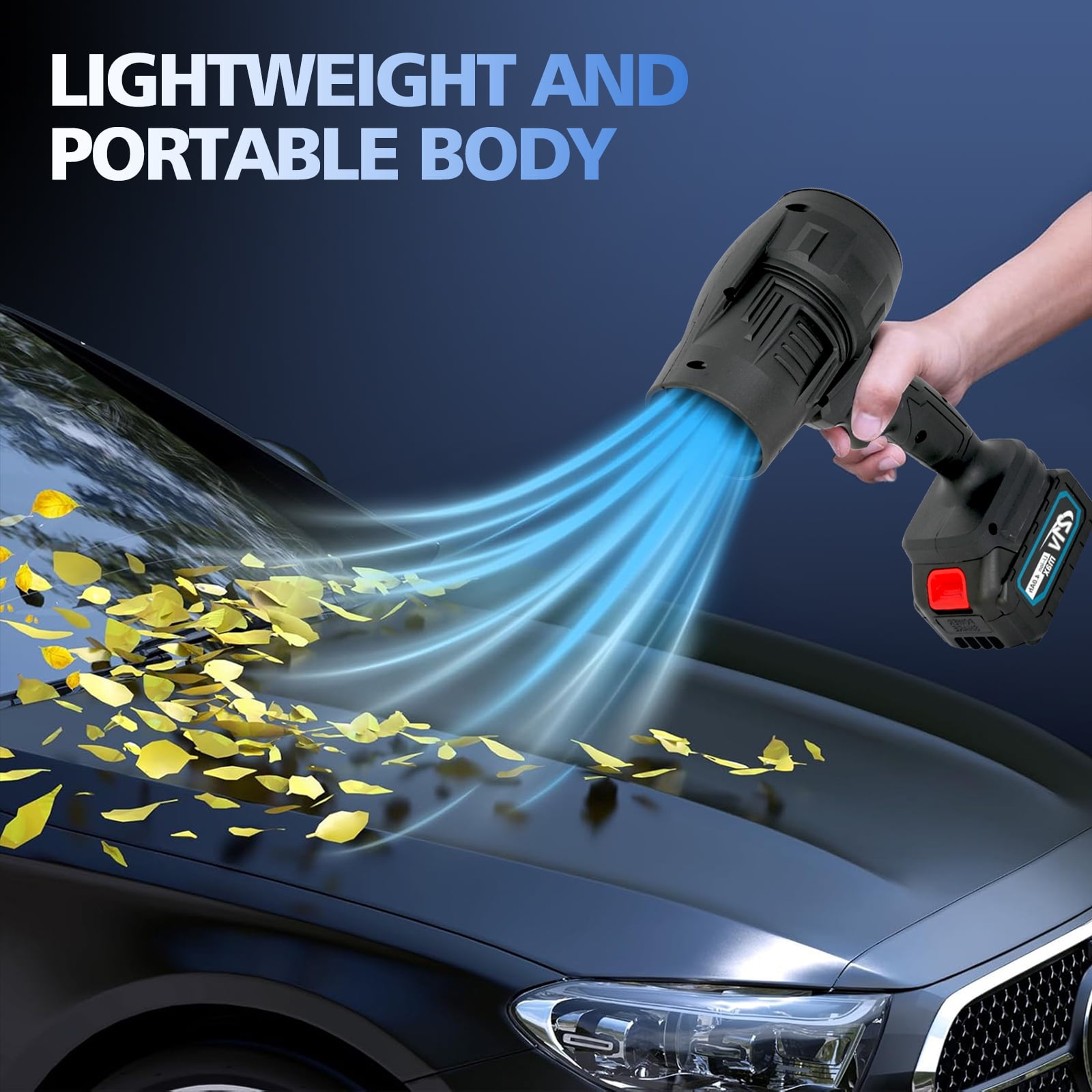 Ergonomic Handheld Turbo Blower 21V 850W Cordless Blower 80000 RPM Adjustable Speed for Yard Leaf & Snow Cleaning, Black