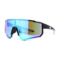 thumbnail image 4 of Mens Classic Oversized Block Shield Rimless Plastic Sport Sunglasses Black Blue Mirror, 4 of 4