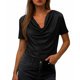 thumbnail image 2 of TaTaai Women's Stacked Collar Summer Top, Breathable Short Sleeve T-Shirt, Solid Color Casual Blouse, Lightweight Fashionable Everyday Wear Gift, 2 of 7
