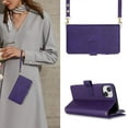 thumbnail image 5 of Crossbody iPhone 15 Plus Case with Strap Lanyard,for Apple iPhone 15 Plus Phone Wallet Case for Women with Card Holder,Zipper Pocket Magnetic Flip Leather iPhone 15 Plus Case,6.7" Purple, 5 of 14