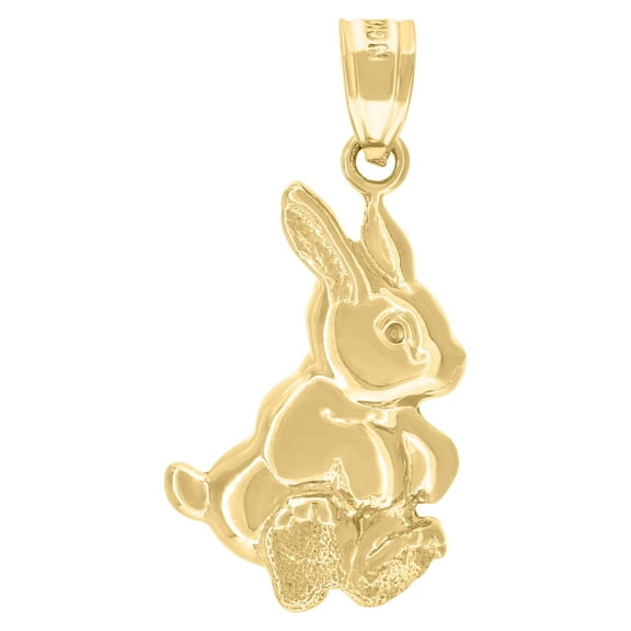 10k Yellow Gold Womens Mens Unisex Rabbit Animal Charm Pendant