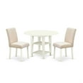 thumbnail image 2 of East West Furniture Shelton 3-piece Wood Dining Room Set in Linen White, 2 of 6