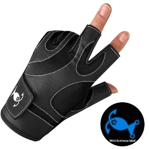 Kayak Gloves for Men and Women Ice Fishing Gloves Wear Resistance 3 Cut Fingers Breathable Fishing Gloves