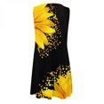 thumbnail image 4 of Femmes Robe d'Été Casual O Cou Sans Manches Floral Imprimé Robe Soleil Asymétrique Ourlet en Vrac de Style Bohème Genou Longueur Robes, 4 of 5
