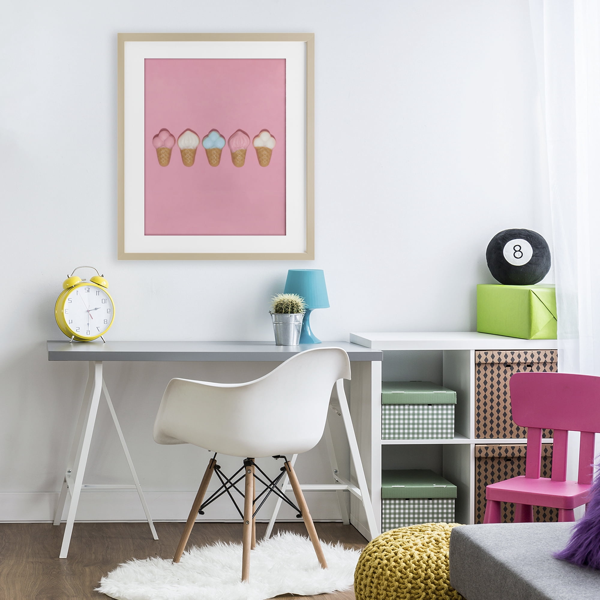 Stupell Industries Pink Ice Cream Candy Birch Framed Print Under Glass, design by LISH Creative