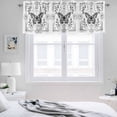 thumbnail image 3 of 2 Pack Black and Valance for Window White Frame Butterfly Sun Moon Kitchen Valance Rod Pocket Short Curtain Topper Decorative Window Treatment for Living Room Bedroom 54"x18", 3 of 8