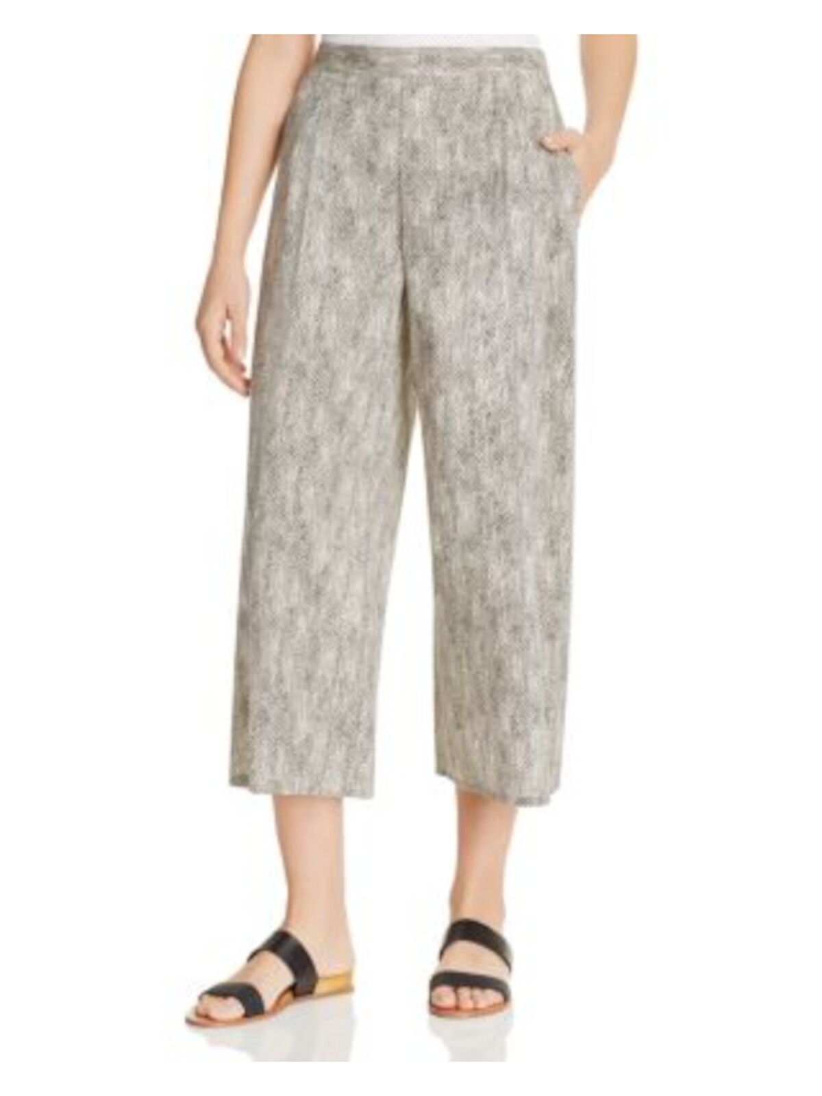 EILEEN FISHER Womens Black Animal Print 