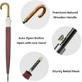 thumbnail image 3 of xianlin-54 Inch Golf Umbrella Windproof Waterproof Durable Strong 16 Ribs with Automatic Open Wooden Handle Hook Stick Umbrella for Rain Sun and Wind, 3 of 4