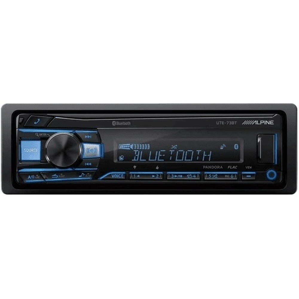 Alpine UTE-73BT Single-DIN Digital Media Receiver, Bluetooth, USB, AM/FM Radio, FLAC Playback, iPhone & Android Compatible