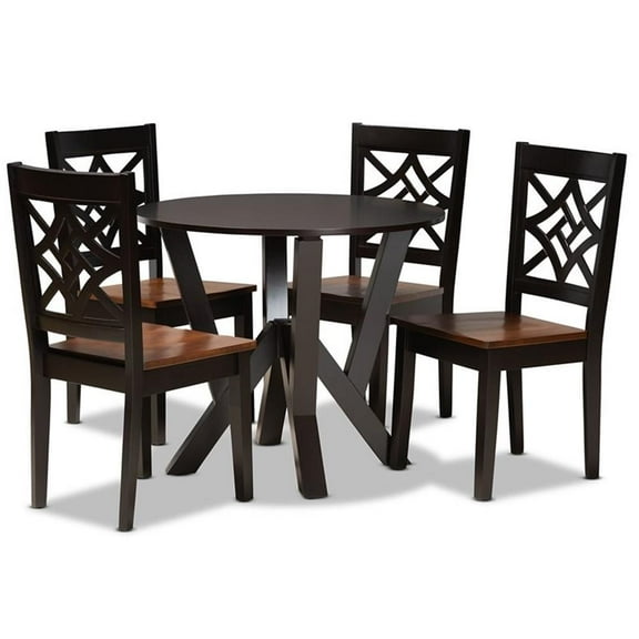 Bowery Hill Brown and Brown Finished Wood 5-Piece Dining Set